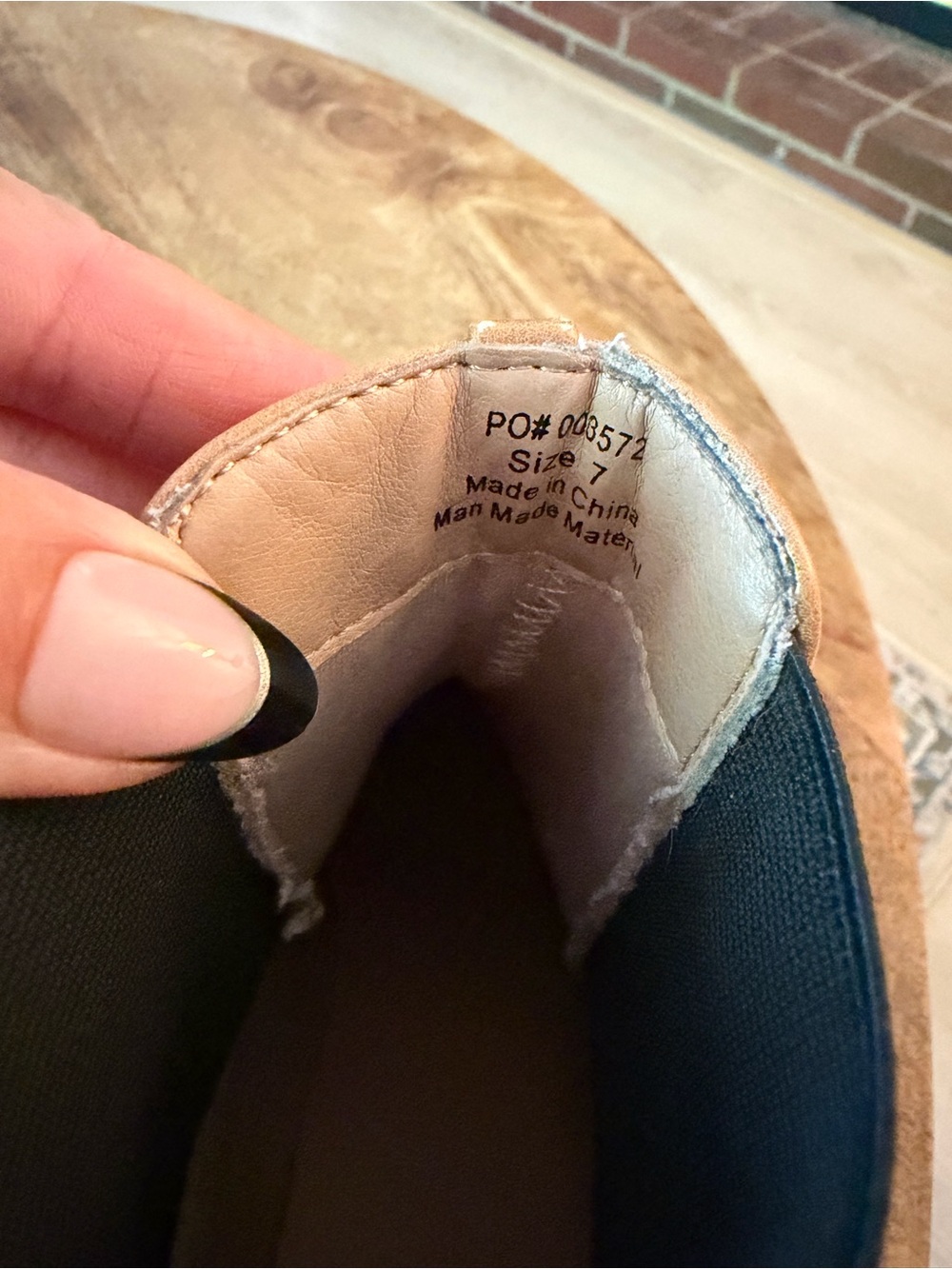 Journee Collection Tan and Black Leather Ankle Booties - Picture 4 of 4